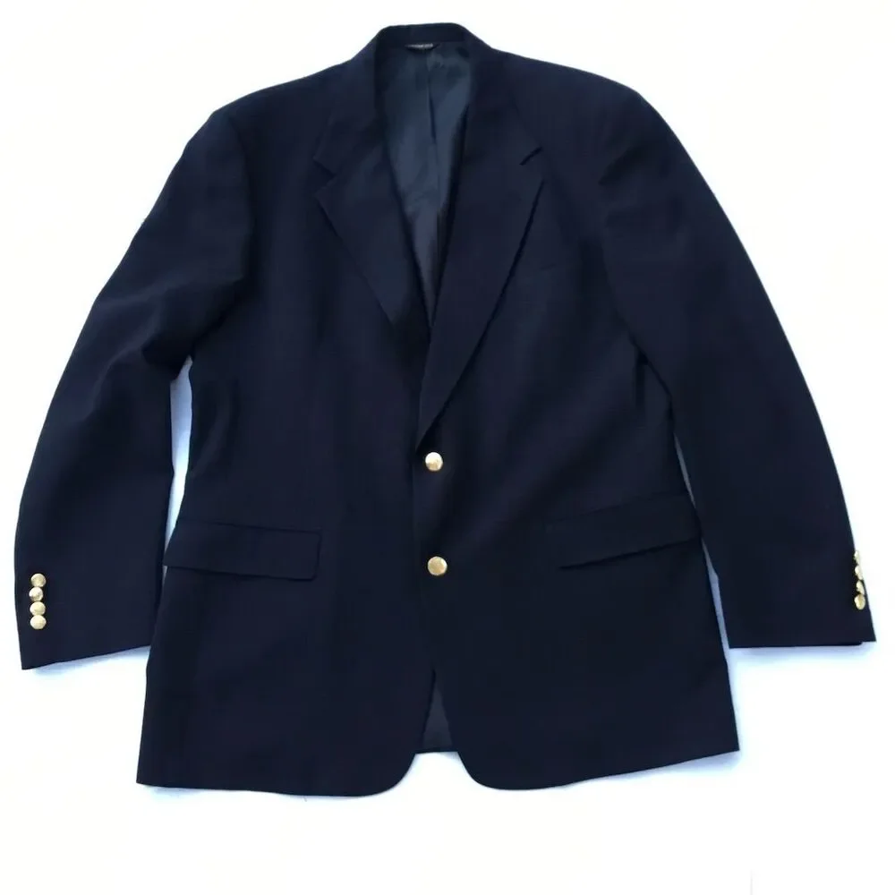 Austin‎ Reed Men's Navy Blue Blazer 43L Gold Button Formal Jacket
